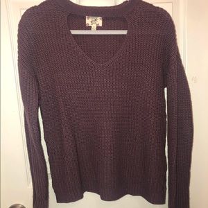purple sweater with lace up sides